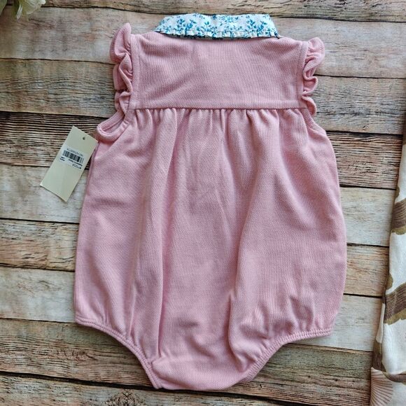 Ralph Lauren New Pink Romper and Kate Quinn Tank Onesie Size 0-3 and 9m - Picture 4 of 11